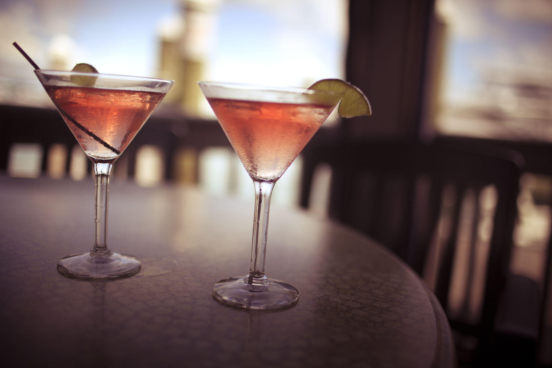Two Virgin Cosmopolitan on a bar table