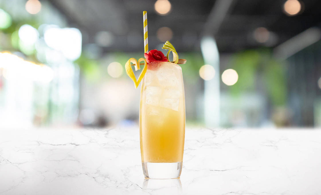 Lychee & Grape Fizz with garnish