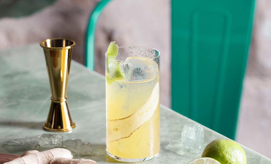 glass of Dark Stormy Pineapple