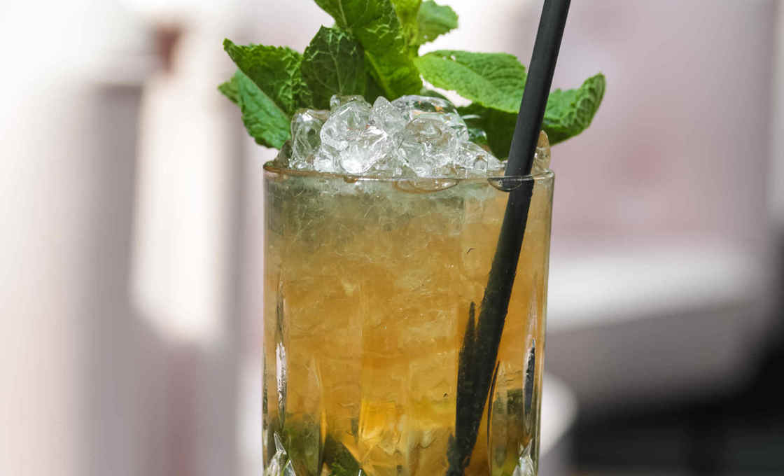 Glass of Virginto on a table