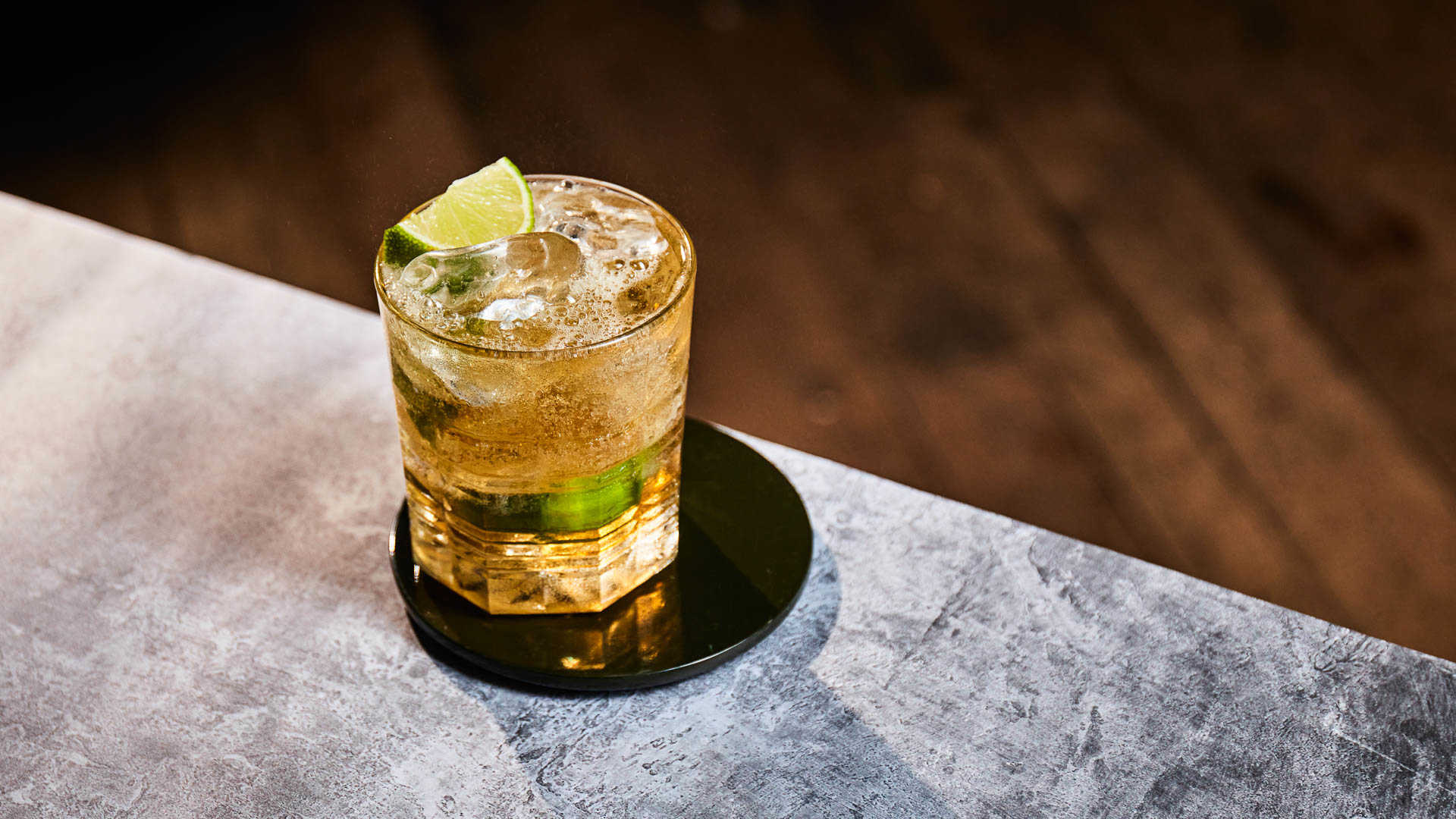 A glass of Ginger Zinger on the edge of a counter