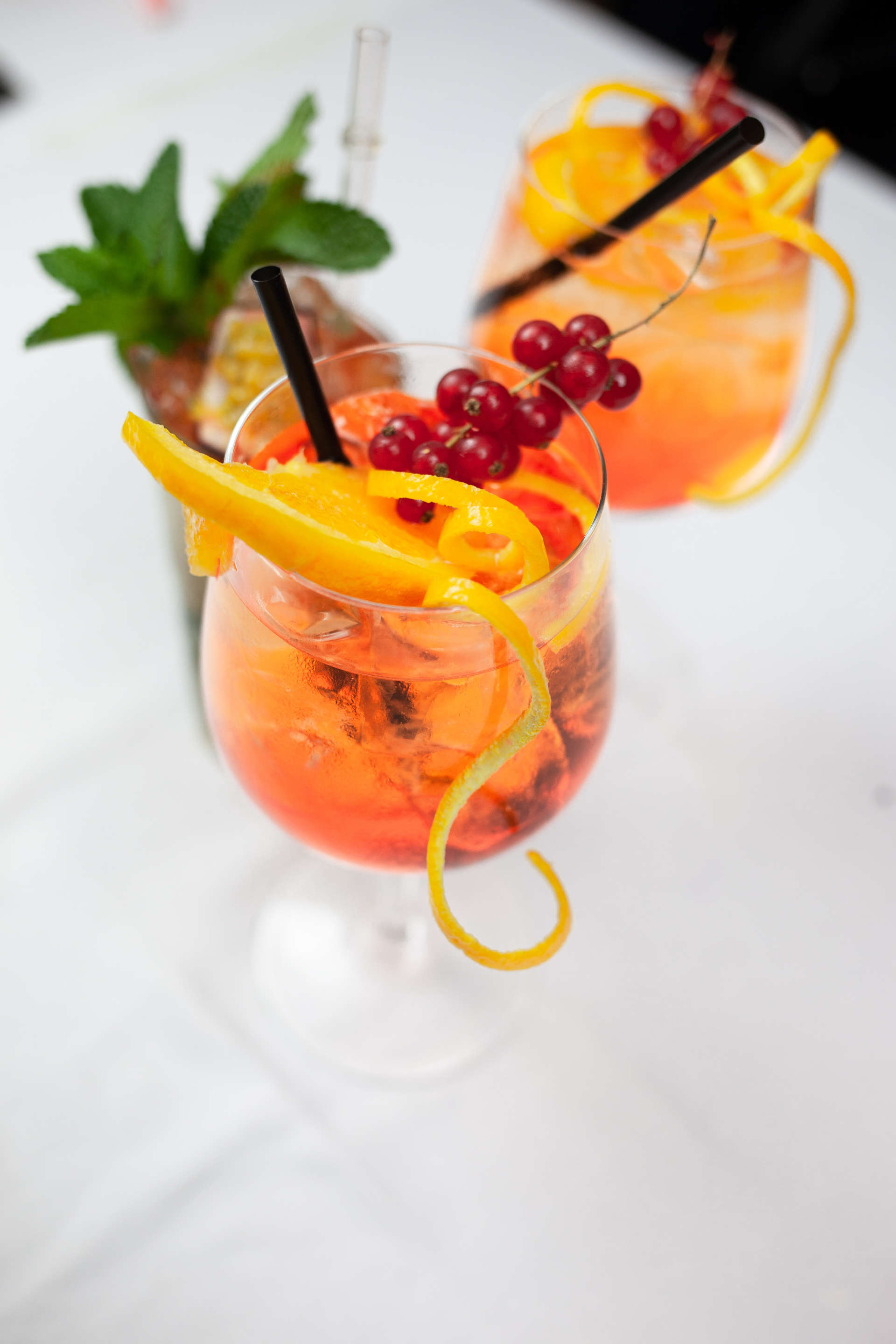 Fruity Punch drink sitting on a tiled surface