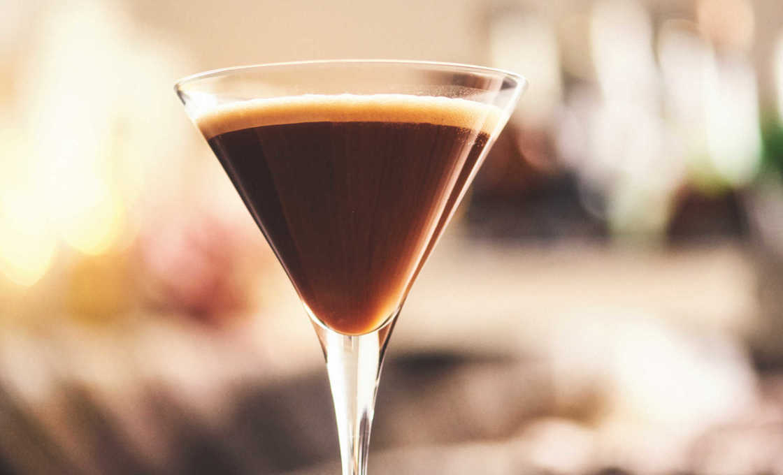 A chilled hazelnut berry martini in a home setting