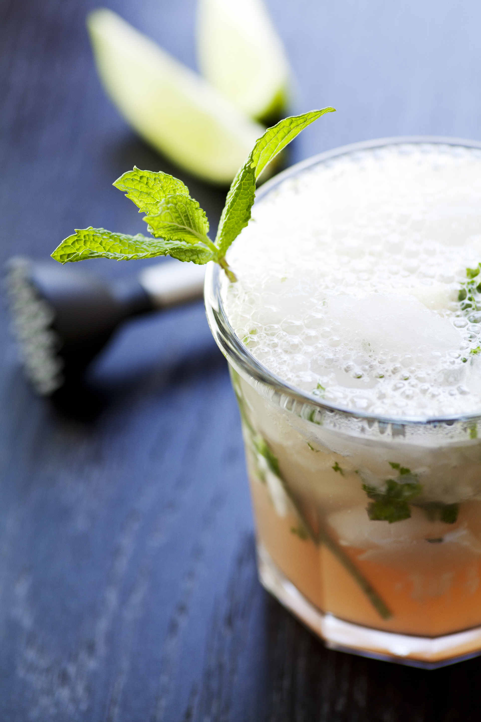 A glass of Saudade on a table