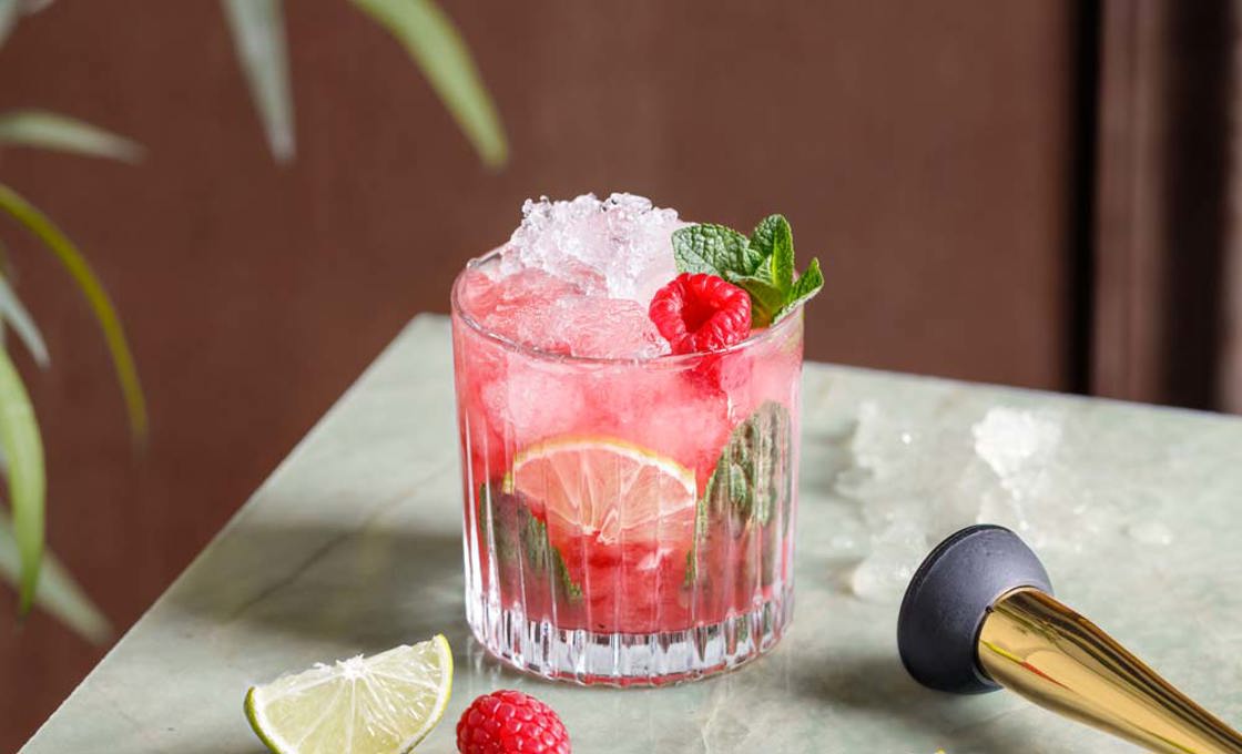glass of Raspberry Mojito